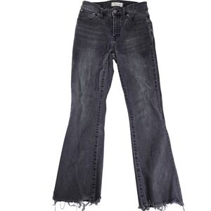 Madewell Cali Demi‎ Boot Jeans Black Wash Frayed Hem Denim Sz 25 Western Chic